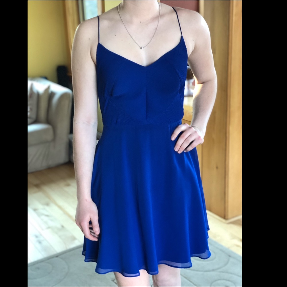 Aidan Mattox Blue V-Neck Dress